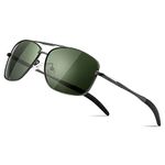 SUNGAIT Polarized Mens Sunglasses Durable Metal Frame for Fishing Driving Golf (Gunmetal Frame/Dark Green Lens) SGT925QKML-UK