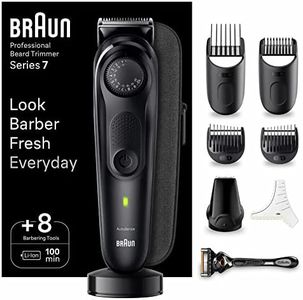 Braun Series 7 Beard Trimmer, Trimmer/Hair Trimmer, Professional Hair Clipper, 40 Settings, Charging Station, Travel Case, Beard Template, 100 Minutes Wireless Running Time, Waterproof, BT7440