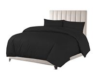 Sapphire Collection Luxury 100% Egyptian Cotton Duvet Quilt Cover & Pillowcase Bedding Set (Black, Double)