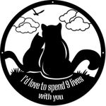 9 Lives Cat Couple Hanging Metal Wall Sign - I'd Love To Spend 9 Lives with You Decorative Accent Home Decor Sign - Cat Lover Anniversary Married Husband Wife - Made in USA - 14 Inch - Black