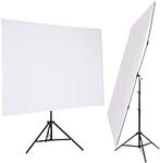 GSKAIWEN 5x6.5ft White Backdrop with Stand,Wrinkle-Resistant Collapsible Background Chromakey White Screen for Photo Studio Video Shooting, Portrait Headshot Photography