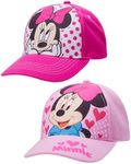 Disney Little Girls Assorted Character Cotton Baseball Cap, 2 Piece Design Set, Age 2-7