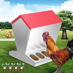 VEVOR Galvanized Poultry Feeder 25lbs Capacity Chicken Feeder No Waste 22lbs Chicken Feeder with Lid 11.75x11.75x15.75in Chicken Feeder and Water for 10 Chickens Automatic Poultry Feeder Outdoor