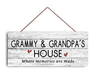 GUQFF 12x6 inch New Sign Grammy & Grandpa's House Sign, Where Memories are Made, Distressed Style, Gift for Grandparents, Weatherproof, Sign