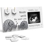 Baby Sonogram Picture Frame w/ Baby Countdown Weeks - Standard 4"x3" Ultrasound Photo - Pregnancy Announcements Ideas - Gender Reveal Baby-Shower Gift - New Mom Expecting Parents to Be Keepsake Gifts