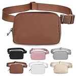 Belt Bag for Women Fanny Pack Dupes, Bomvabe Fashion Crossbody Lulu Waist Pack Lemen Bag with Adjustable Strap, Everywhere Belt Bag for Travel Outdoors Running Hiking (Brown)