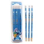 FEIFEI'S BOW Pack of 12 Elsa Princess Spiderman HB Pencils with erasers Kids Children Party Bag Fillers School Office (Stitch)