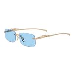 DESIZER Desire MC Stan Rimless Rectangle Sunglasses for Women Men,Trendy Gold Metal Frameless Square Sun Glasses