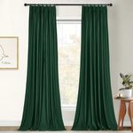 StangH Super Soft Velvet Pinch Pleat Curtains Dark Green Christmas Decor for Living/Dining Room, Room Darkening Panels Heat & Cold Blocking for Doorway/Office, W42 x L84, 2 Panels