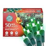 Holiday Spirit Christmas Lights, 50 LED Christmas String Lights for Indoor & Outdoor Use - UL Approved - for Christmas Tree Lights, Outdoor Displays, Weddings, and Parties (17ft - Green)