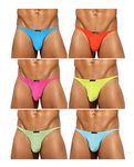 Arjen Kroos Men's Thong G-String Underwear Sexy Low Rise T-Back Bikini 6Pack,AK2111-6yS-CA,Small