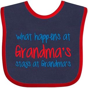 inktastic What Happens At Grandma's Baby Bib Navy and Red D0eb