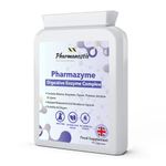 PharmaZyme Digestive Enzymes - 90 Vegan Capsules - Plant Digestive Enzyme Complex- Bromelaine, Papaine, Betaine, Protease, Amylase, Lipase & Peppermint for Indigestion - UK Manufactured