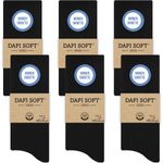 Dafi soft 6 Pairs Diabetic Socks for Women Size 6-8 UK, Black, Cotton, Stretchy, Made in Turkey