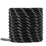 Knixmax Round Shoe Laces 5mm Wide Boot Laces Replacement Bootlaces for Walking Boots, Work Boots, Hiking Shoes Black-White 120cm