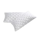 4AS Quilted Pillow Protectors 48x74cm – 100% Polyester, Breathable, Zipped Pillow cases 2-Pack (White)