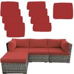 Deserqi 9pcs Patio Cushion Covers Outdoor Patio Cushions Covers Replacement Waterproof with Zipper for 5 Pcs Patio Furniture Set, Slipcovers for Outdoor Cushions Red, Covers Only