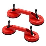 Iceten Heavy Duty Glass Suction Cups - Dual Cup Suction Lifter, Vacuum Handle Glass Suction Cups to Lift Glass, Tiles, Slabs, Lifting Capacity 100kg, Red (Pack of 2)