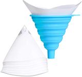 200 Pack of Paint Strainers with 150 μm Filter Tips and 1 Pack Silicone Funnel, Filter Tip Cone Shaped Nylon Mesh Funnel W/Hooks