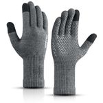 Pure Wool Winter Thermal Gloves Men Women Extra Warm Knit Gloves with Fleece Lined and Touchscreen for Cold Weather