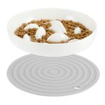 PETTOM Cat Slow Feeder Bowl, Ceramic Slow Feeder Cat Dog Bowls with Non-Slip Mat, Higher Edges Non-Spill Slow Eating Cat Food Bowl Puzzle Feeder Feeding Dish for Kitten Puppy Healthy Eating Diet