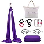 WWahuayuan 10M Premium Aerial Silks Equipment Yoga Pilates Swing Aerial Yoga Antigravity Hammock Trapeze for Acrobatic Dance,Air Yoga, Aerial Yoga Hammock (Dark Purple)