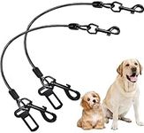 Fiyade 2 PACK Dog Car Seat Belt, Chew Proof Steel Rope Cable Dog Car Harnesses, Dog Chain Lead Cable Leash, Vehicle Harnesses with Double Clips and Latch Attachment, 27.5 inch/70 CM