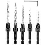 Yakamoz Countersink Drill Bit, 5 PCS HSS Hex Adjustable Deepth Countersink Drill Bit with Power Drill Parts Black Power Tool Parts Mini Hex Wrench