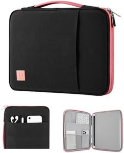 Dadanism 9-11" Tablet Sleeve Organizer Carrying Case with Handle for iPad 9/8/7th 10.2, iPad Pro 11 M4 M2, iPad Air 11, iPad Air 5/4 10.9, iPad 10th 10.9, Galaxy Tab A9+/A8/S9 FE, Black + Pink