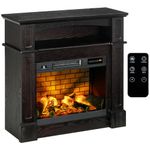 HOMCOM 32" Electric Fireplace Heater with Mantel, Freestanding Fireplace Stove with Log Hearth, Adjustable Realistic Flame and Remote Control, 700W/1400W, Brown