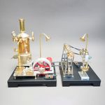 DiyXenginey SE-03 Steam Engine and Boiler Model Kit with Workshop Model Kit That Work, DIY Vintage Steampunk Working Engine with Generator and Lamp Stand, Mechanical Transmission RETROL Engines -65PCS