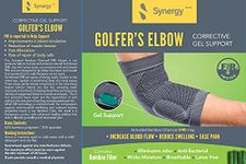 Synergy Golfer's/Pickleball/Tennis Elbow Support/Brace with Gel Pads/Bamboo Far Infrared (FIR) Infused Material (Medium)