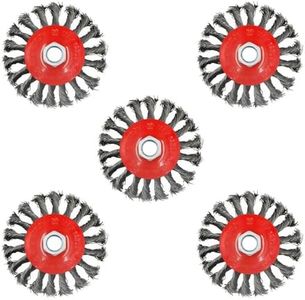 AUPREX 5 Pack 4 Inch Twist Knotted Wire Wheel Brush for Angle Grinder with 5/8 Inch-11 Threaded Arbor - 0.02 Inch Carbon Steel Wire for Heavy-Duty Conditioning for Various Metals