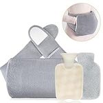 AQhui Hot Water Bottle with Waist Cover, Fluffy Hot Water Bottle Pouch with Soft Belt, Furry Wrap Around Wearable Hot Water Bottle, Grey Warm Water Bag for Period, Neck, Back, Shoulder Pain Relief