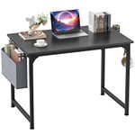 Mr IRONSTONE Computer Desk 31" Home Office Small Computer Desk, Writing Desk, Laptop Table with Storage Bag, Cup Holder and Headphone Hook (Black)