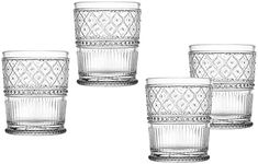 Godinger Old Fashioned Whiskey Glasses, Drinking Glasses, Vintage Decor, Glass Cups, Water Glasses, Cocktail Glasses - Claro Collection, 12oz, Set of 4