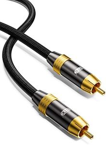 Subwoofer Cable,EMK Digital Coaxial Audio Cable [24K Gold-Plated, Durable Cotton] Premium S/PDIF RCA Male to RCA Male for Home Theater, Soundbar,Speaker,HDTV, Subwoofer, Hi-Fi Systems(Black-16.5ft/5m)