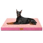 Patas Lague Checkered Orthopedic Jumbo Dog Bed for Extra Large Dogs 142x102cm, Waterproof Jumbo Dog Beds with Removable Washable Cover,Egg Crate Foam Pet Bed Mat with Nonskid Bottom, Pink