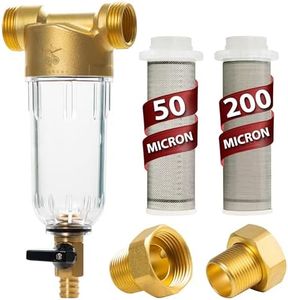 Aquaboon Prefilter Spin Down Whole House Filter - 50 & 200 Micron Spin Down Filter - Spin Down Sediment Filters for Well Water Filter System - Reusable 3/4" Water Filter for Washing Machine, 1-Pack