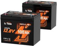 LiTime 12V 100Ah Trolling Motors Lithium Battery, Group 24 Bluetooth LiFePO4 Battery, Up to 15000 Deep Cycles, Low-Temp Protection, Mini Size for RV, Camper, Trailer, Van, Truck, Marine (2-Pack)