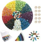 Focal20 1.5lb Mosaic Tiles Assorted Iridescent Crystal Mosaic Tiles for Crafts, Glass Mosaic Pieces Set with Box 680g DIY Picture Frames Handmade Jewelry Art Decoration Gifts (Multi Colors Set)