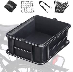 YONTUO Bike Basket Rear,Large Bicycle Basket with Waterproof Cover,Bicycle Rear Basket with Cargo Net and Elastic Bungee Cord for Electric Bike