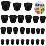 Tnisesm 25Pcs Black 000#-7# Solid Rubber Stoppers 10 Assorted Sizes