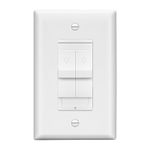 LIDER Combination Dual Dimmer Light Switch Control, 2 Sliding Light Controls, Single Pole, 400W CFL/LED, 600W Incandescent/Halogen Dual Loads Total, Wall Plate Included, White