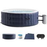 4-6 Person Inflatable Hot Tub – Portable Hot Tub with 120 Air Jets & Manual Control Panel, Energy-Efficient Thermal Cover, Blow Up Hot Tub for Outdoor/Indoor Hot Tubs Backyard Use, 71"x24" Blue