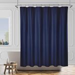 GlowSol Navy Shower Curtain Decorative Embossed Pattern Shower Curtain for Bathroom,72×72, Navy Microfiber Fabric Shower Curtain for Bathroom