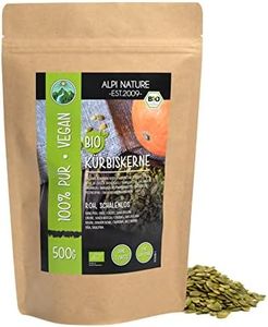 Semillas de calabaza crudas ecológicas (500g), semillas de calabaza ecológicas peladas, 100% naturales y sin sal, procedentes de agricultura ecológica, sin gluten, sin lactosa