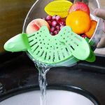 Clip-on Silicone Colander, Snap Strainer Colander BPA Free for Spaghetti, Noodles, Pasta, Fruit, Ground Beef- Adjustable Food Grade Filter and Sieve Snaps on Bowls, Pots and Pans (Green)