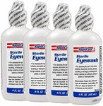 Rapid Care First Aid 652-4 Sterile Saline Isotonic Eye Wash Solution 4 oz, FDA Compliant, Pack of 4, Red, White & Blue