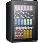 Electactic 37 Bottle Wine Fridge,Freestanding 145 Can Beverage Refrigerator with Smart Temperature Control,4.5 CU FT Quiet Mini Fridge with Child Lock Panel for Family Restaurant Bar, Black